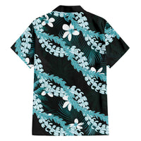 Puakenikeni Maile Lei Family Matching Tank Maxi Dress and Hawaiian Shirt Frangipani Turquoise Tropical Leaves LT01 - Polynesian Pride