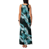 Puakenikeni Maile Lei Family Matching Tank Maxi Dress and Hawaiian Shirt Frangipani Turquoise Tropical Leaves LT01 - Polynesian Pride