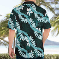 Puakenikeni Maile Lei Hawaiian Shirt Frangipani Turquoise Tropical Leaves LT01 - Polynesian Pride