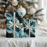 Puakenikeni Maile Lei Wrapping Paper Frangipani Turquoise Tropical Leaves LT01 - Polynesian Pride