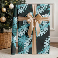 Puakenikeni Maile Lei Wrapping Paper Frangipani Turquoise Tropical Leaves LT01 - Polynesian Pride