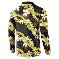 Puakenikeni Maile Lei Button Sweatshirt Frangipani Yellow Tropical Leaves LT01 - Polynesian Pride