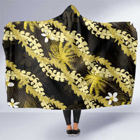 Puakenikeni Maile Lei Hooded Blanket Frangipani Yellow Tropical Leaves LT01 One Size Yellow - Polynesian Pride