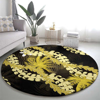 Puakenikeni Maile Lei Round Carpet Frangipani Yellow Tropical Leaves LT01 - Polynesian Pride