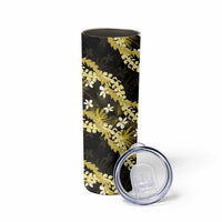Puakenikeni Maile Lei Skinny Tumbler Frangipani Yellow Tropical Leaves