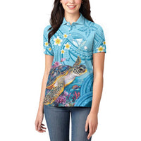 Personalized Hawaii Sea Turtle Women Polo Shirt Hawaii Map Ocean Vibes