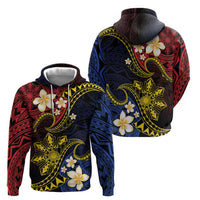 Philippines Spirit Tribal Sun Plumeria Hoodie Red And Blue Polynesian Pattern