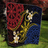 Philippines Spirit Tribal Sun Plumeria Quilt Red And Blue Polynesian Pattern