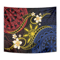 Philippines Spirit Tribal Sun Plumeria Tapestry Red And Blue Polynesian Pattern