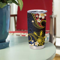 Philippines Spirit Tribal Sun Plumeria Tumbler Cup Red And Blue Polynesian Pattern