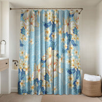 Hawaii Hibiscus Plumeria Blue Bathroom Set Polynesian Pattern