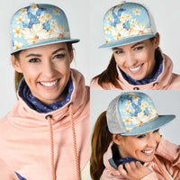 Hawaii Hibiscus Plumeria Blue Mesh Trucker Cap Polynesian Pattern