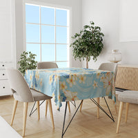 Hawaii Hibiscus Plumeria Blue Tablecloth Polynesian Pattern