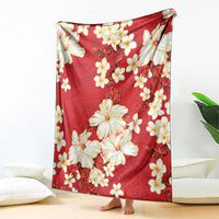 Hawaii Hibiscus Plumeria Red Blanket Polynesian Pattern