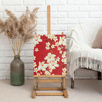 Hawaii Hibiscus Plumeria Red Canvas Wall Art Polynesian Pattern