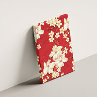Hawaii Hibiscus Plumeria Red Canvas Wall Art Polynesian Pattern