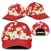 Hawaii Hibiscus Plumeria Red Classic Cap Polynesian Pattern