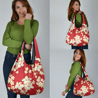 Hawaii Hibiscus Plumeria Red Grocery Bag Polynesian Pattern