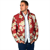 Hawaii Hibiscus Plumeria Red Padded Jacket Polynesian Pattern