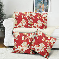 Hawaii Hibiscus Plumeria Red Pillow Cover Polynesian Pattern