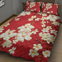 Hawaii Hibiscus Plumeria Red Quilt Bed Set Polynesian Pattern
