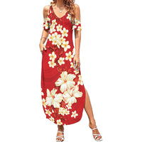 Hawaii Hibiscus Plumeria Red Summer Maxi Dress Polynesian Pattern
