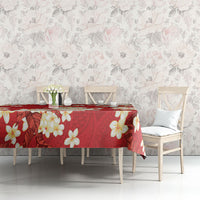 Hawaii Hibiscus Plumeria Red Tablecloth Polynesian Pattern