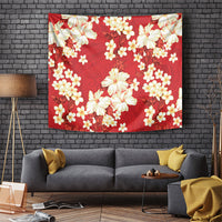 Hawaii Hibiscus Plumeria Red Tapestry Polynesian Pattern