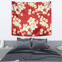 Hawaii Hibiscus Plumeria Red Tapestry Polynesian Pattern