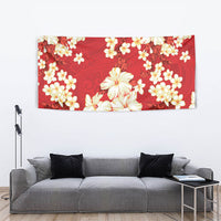 Hawaii Hibiscus Plumeria Red Tapestry Polynesian Pattern