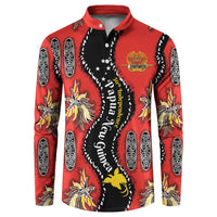 Papua New Guinea 50th Independence Button Sweatshirt PNG Batik Pattern - Polynesian Pride