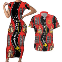 Papua New Guinea 50th Independence Couples Matching Short Sleeve Bodycon Dress and Hawaiian Shirt PNG Batik Pattern - Polynesian Pride