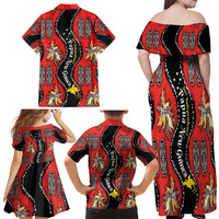 Papua New Guinea 50th Independence Family Matching Off Shoulder Maxi Dress and Hawaiian Shirt PNG Batik Pattern - Polynesian Pride