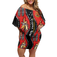 Papua New Guinea 50th Independence Family Matching Off Shoulder Short Dress and Hawaiian Shirt PNG Batik Pattern - Polynesian Pride