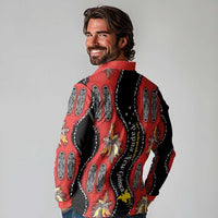 Papua New Guinea 50th Independence Long Sleeve Polo Shirt PNG Batik Pattern - Polynesian Pride