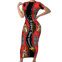 Papua New Guinea 50th Independence Short Sleeve Bodycon Dress PNG Batik Pattern - Polynesian Pride
