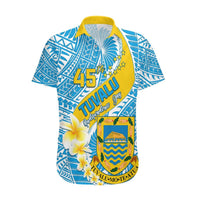 Personalised Tuvalu Independence Day Hawaiian Shirt Plumeria 45th Anniversary LT01 Blue - Polynesian Pride
