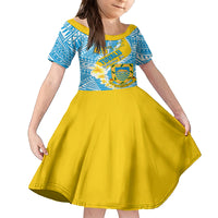 personalised-tuvalu-independence-day-kid-short-sleeve-dress-plumeria-45th-anniversary