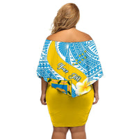 Personalised Tuvalu Independence Day Off Shoulder Short Dress Plumeria 45th Anniversary LT01 - Polynesian Pride