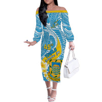 personalised-tuvalu-independence-day-off-the-shoulder-long-sleeve-dress-plumeria-45th-anniversary