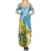 Personalised Tuvalu Independence Day Summer Maxi Dress Plumeria 45th Anniversary LT01 - Polynesian Pride