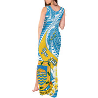 Personalised Tuvalu Independence Day Tank Maxi Dress Plumeria 45th Anniversary LT01 - Polynesian Pride
