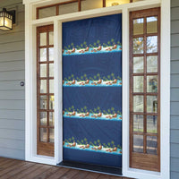 Hawaii Santa Riding Sea Turtle Door Cover Mele Kalikimaka Polynesian Pattern LT01 - Polynesian Pride