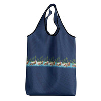 Hawaii Santa Riding Sea Turtle Grocery Bag Mele Kalikimaka Polynesian Pattern LT01 - Polynesian Pride