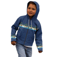 Hawaii Santa Riding Sea Turtle Kid Hoodie Mele Kalikimaka Polynesian Pattern LT01 - Polynesian Pride