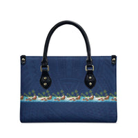 Hawaii Santa Riding Sea Turtle Leather Bag Mele Kalikimaka Polynesian Pattern LT01 - Polynesian Pride