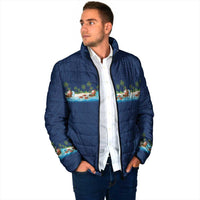 Hawaii Santa Riding Sea Turtle Padded Jacket Mele Kalikimaka Polynesian Pattern LT01 - Polynesian Pride