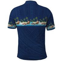 Hawaii Santa Riding Sea Turtle Polo Shirt Mele Kalikimaka Polynesian Pattern LT01 - Polynesian Pride