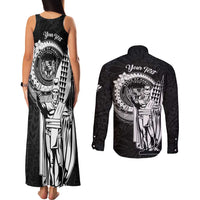 Personalized Hawaii King Kamehameha Couples Matching Tank Maxi Dress and Long Sleeve Button Shirt Flag Polynesian Pattern LT01 - Polynesian Pride