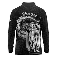 Personalized Hawaii King Kamehameha Long Sleeve Polo Shirt Flag Polynesian Pattern LT01 - Polynesian Pride